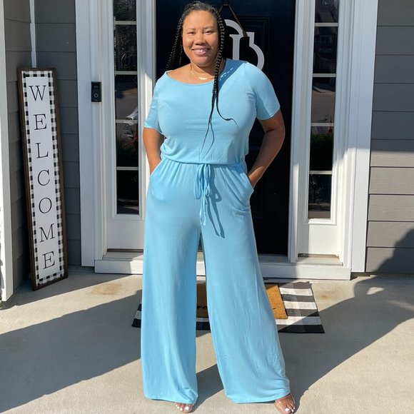 Plus Spring One Piece Romper Jumpsuit Baby Blue - Picture 1 of 1